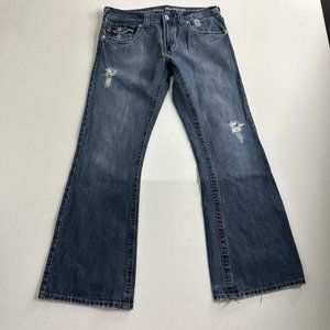 Guess Jeans Rancho Bootcut Flap Pocket Mens Size 31x30 Distressed 100% Cotton